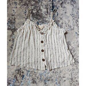 Altar'd State Women's Small‎ Ruffle Trim Button Down Tanktop